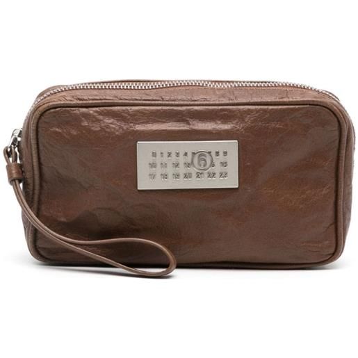 MM6 Maison Margiela numeric leather clutch bag - marrone