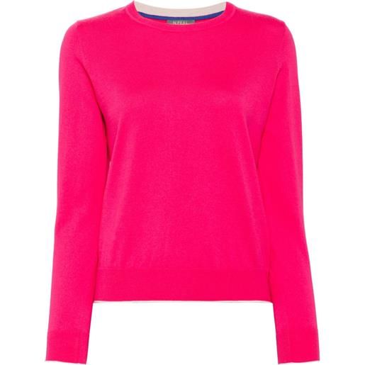 N.Peal maglione con bordi a contrasto - rosa