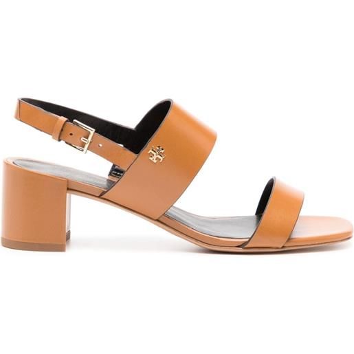 Tory Burch double t 50mm leather sandals - marrone