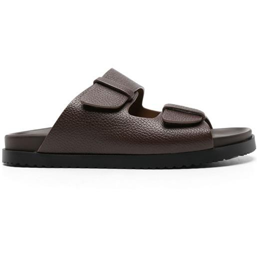 Doucal's double-strap leather slides - marrone
