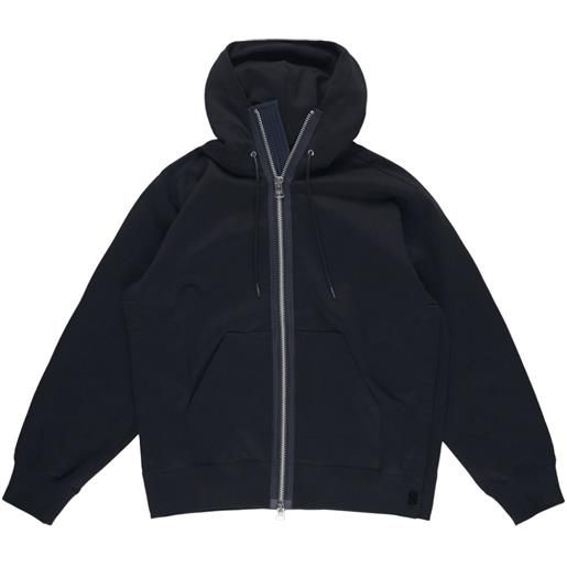 sacai zip-up cotton hoodie - blu