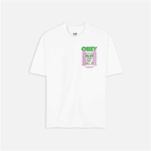 Obey chain link fence icon classic t-shirt white uomo