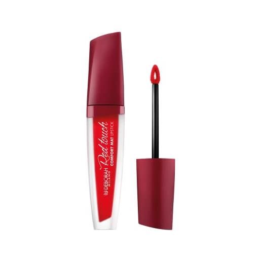 Deborah milano - red touch lipstick rossetto liquido matte, n. 6 bright red, colore intenso e no transfer, dona labbra morbide e vellutate, 4.5 gr