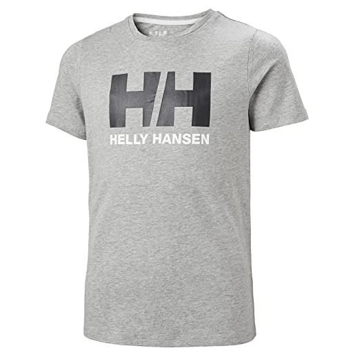 Helly Hansen junior unisex maglietta hh logo, 8, grigio melange