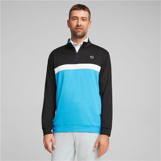 PUMA maglia con zip da golf pure colourblock da, nero/blu/altro
