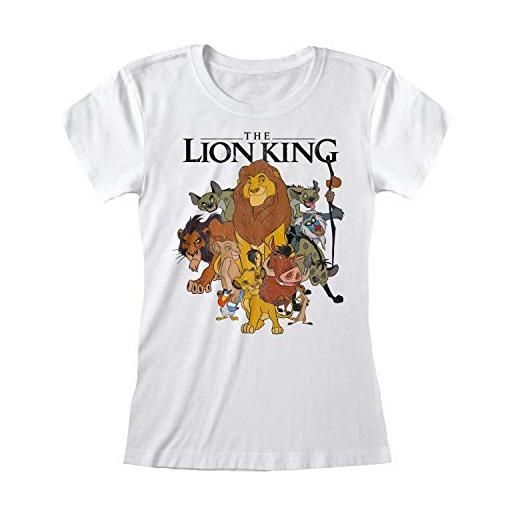 Disney lion king classic-t-shirt donna-vintage group pose xxl, 100% , bianco/multi