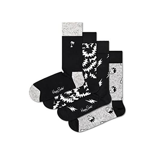 Happy Socks set da 4 pezzi black & white socks calzini, nero-bianco, 41-46 unisex-adulto