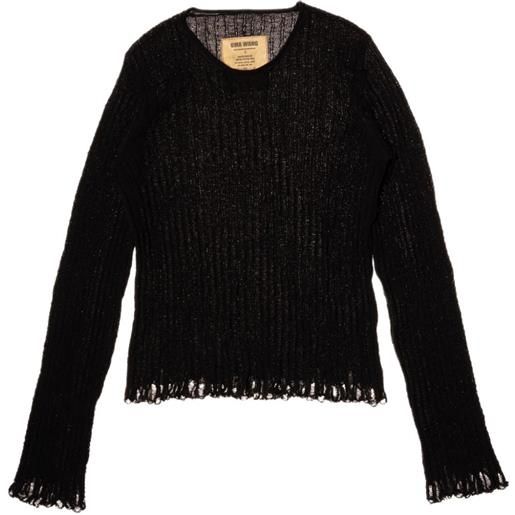 Uma Wang open-knit frayed jumper - nero