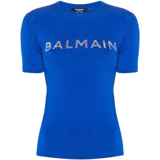 Balmain crystal-logo t-shirt - blu