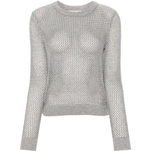 Michael Michael Kors metallic-threading open-knit jumper - argento