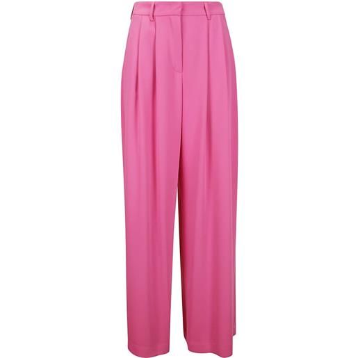 DRHOPE pantaloni a gamba ampia con pieghe - rosa
