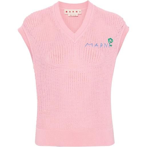 Marni v-neck cotton vest - rosa