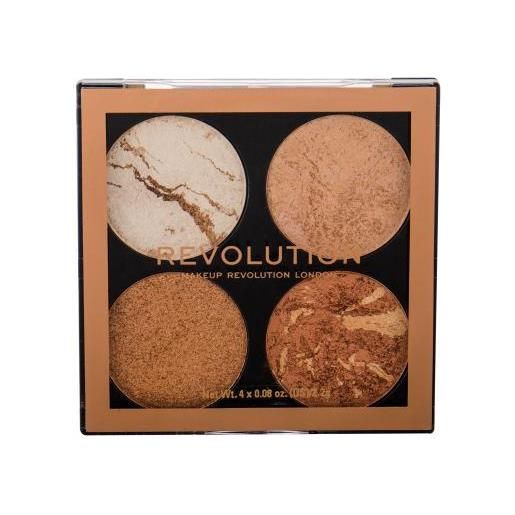 Makeup Revolution London cheek kit palette di illuminatori e bronzer altamente pigmentati 8.8 g tonalità don´t hold back