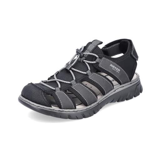 Rieker uomo sandali 26770, uomini sandali, scarpa estiva, sandalo estivo, comodo, piatto, nero (schwarz / 00), 43 eu / 9 uk