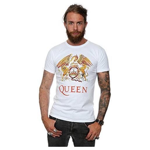Absolute Cult queen uomo crest logo maglietta, medium, bianca, large