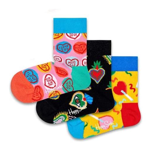 Happy Socks kids i love you gift box calze, multicolore (multicolour 450), 0-12 mesi (taglia unica: 0-12m) (pacco da 3) unisex-bimbi