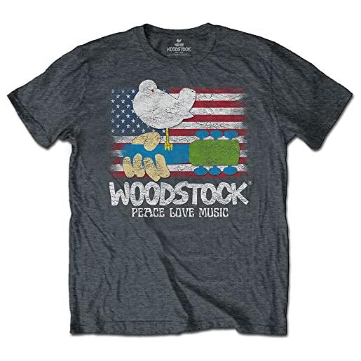 Rock Off woodstock flag ufficiale uomo maglietta unisex (medium)