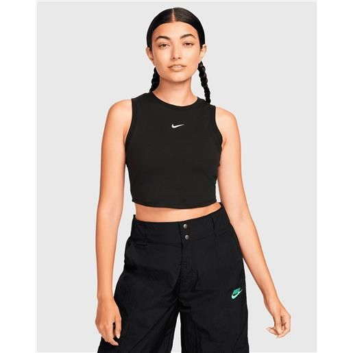 Nike sportswear essentials canotta corta a costine nero donna