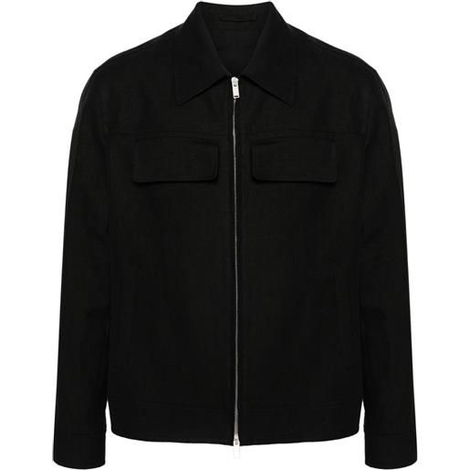 Lardini linen chambray zipped jacket - nero