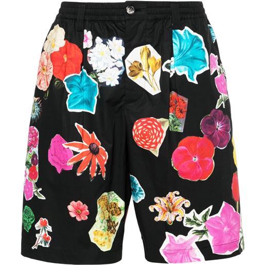Marni flowers collage-print poplin shorts - nero