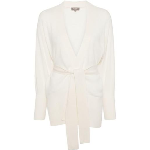 N.Peal belted cashmere cardigan - bianco