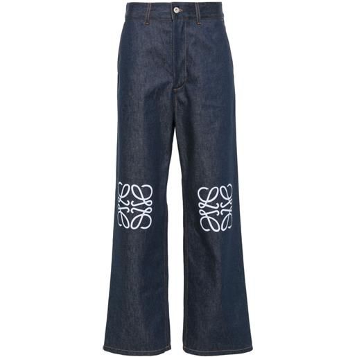LOEWE jeans anagram a gamba ampia - blu