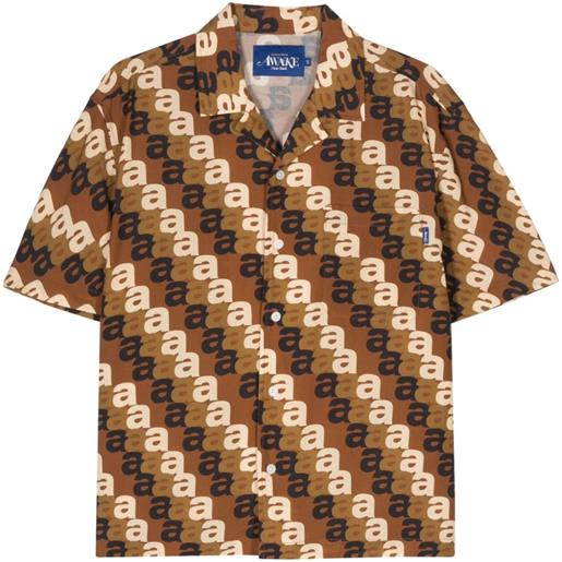 Awake NY logo-print shirt - marrone