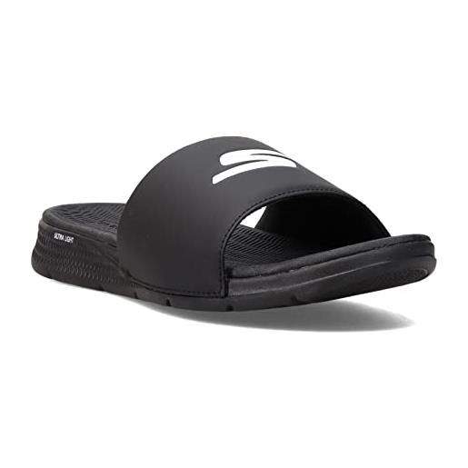 Skechers go consistent slide sandalo - scarpe sportive da spiaggia con imbottitura in schiuma, ciabatta uomo, nero e bianco, 39.5 eu x-larga