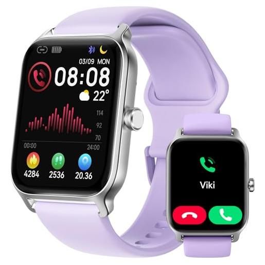 Yoever smartwatch donna rispondi/effettua chiamate e alexa, 1.8 orologio smartwatch spo2/frequenza cardiaca/sonno/stress, contacalorie/passi/distanza, 120 modalità sport, orologio fitness ip68 regalo donna