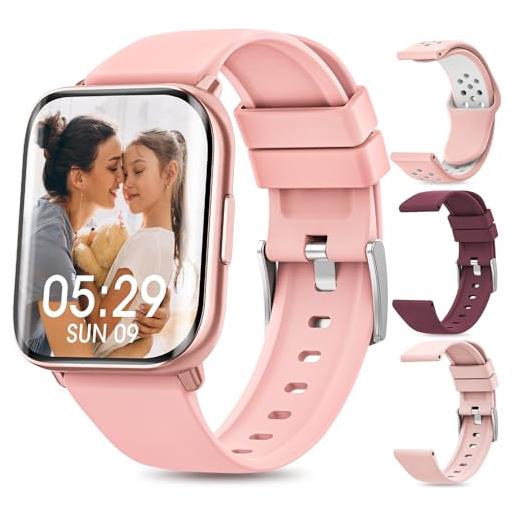 PIULAXIU smartwatch da donna, schermo curvo 3d da 1,7 con misuratore di pressione sanguigna/frequenzimetro cardiaco, smartwatch bluetooth 5.0 per telefoni android/ios, impermeabile ip68