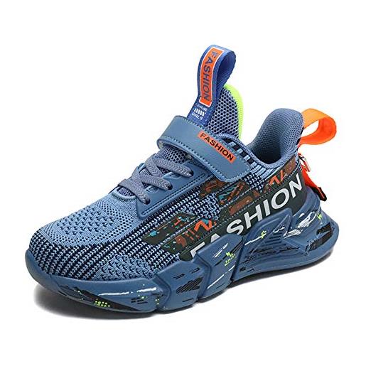 SMajong scarpe bambino scarpe da ginnastica moda casual scarpe sportive per bambini ragazzi e ragazze scarpe da corsa traspiranti blu 30 eu