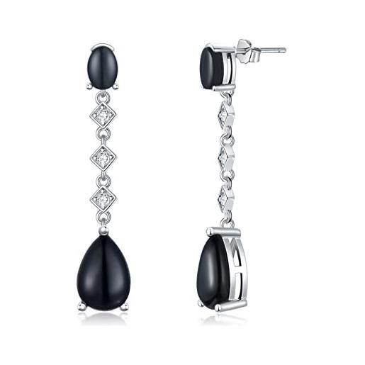 Althum orecchini onice nero orecchini pendenti in argento sterling 925 orecchini pendenti con pietra da 12 mm orecchini con agata per donna