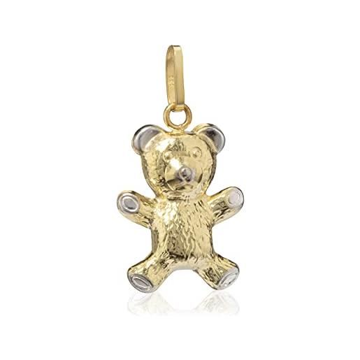 NKlaus catena ciondolo orso piccolo 333 oro giallo 8 carati 17,3mm orso amuleto bicolore 4047