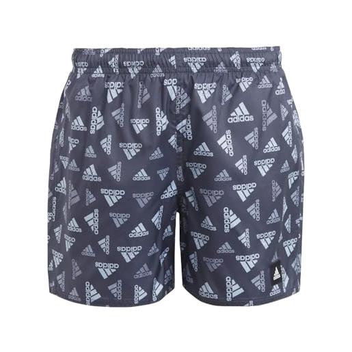 adidas logo print clx swim shorts costume da, shadow navy/blue dawn, 7-8 years boy's