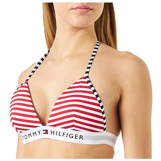 Tommy Hilfiger top bikini a triangolo donna non imbottito, rosso (th original stripe), l