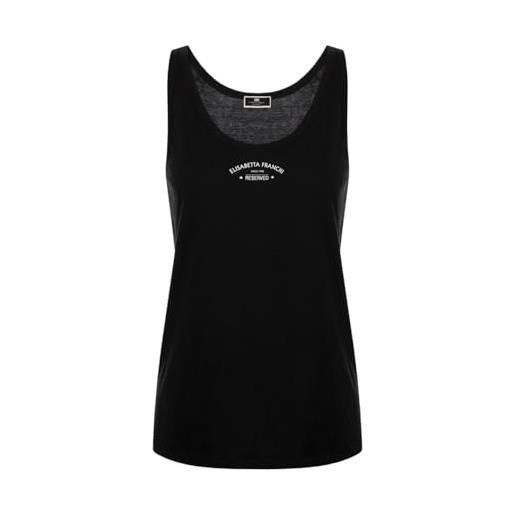 Elisabetta Franchi top in jersey di cotone nero con stampa logo cn00541e2 110 40