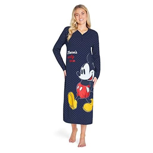 Disney camicia da notte donna manica lunga stitch mickey minnie (m, blu mickey)