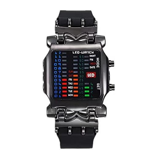 MINILUJIA orologio digitale freddo tempo binario display led impermeabile con cinturino in gomma unico creativo moda sport orologi da polso un pz