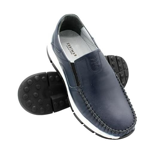 Zerimar mocassini in pelle scarpe da uomo leggere e comode - scarpe da uomo - mocassini da uomo - scarpe da uomo comode - colore blu navy - taglia 44