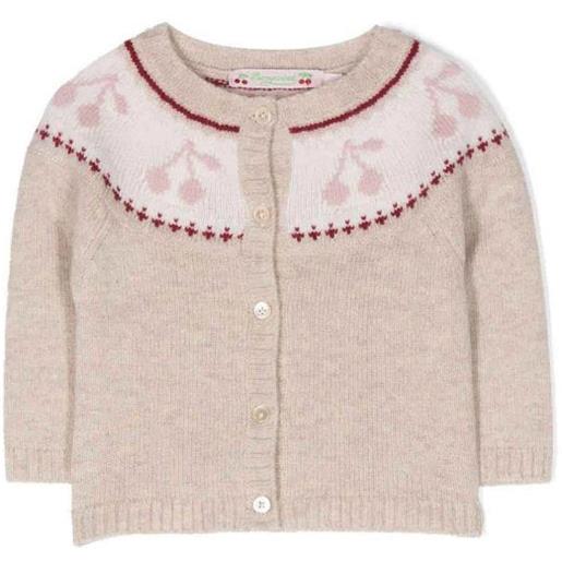 Bonpoint cardigan per neonata in maglia di lana beige