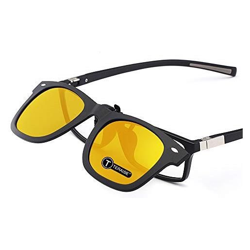 TERAISE occhiali da vista a visione notturna polarizzati con funzione flip-up, adatti per la pesca sportiva all'aperto