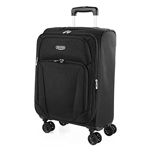 ITACA - valigia 55x40x20 trolley bagaglio a mano. Valigie e trolley per i tuoi viaggi in cabina. Trolley bagaglio a mano. Materiale eva polyester resistente e super leggero 101450, nero