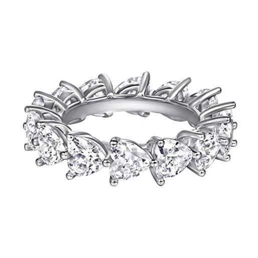 Homxi fedine argento donna 925, anello fedina fidanzamento rotondo con cuore zirconia cubica argento anello donna taglia 20(60mm)