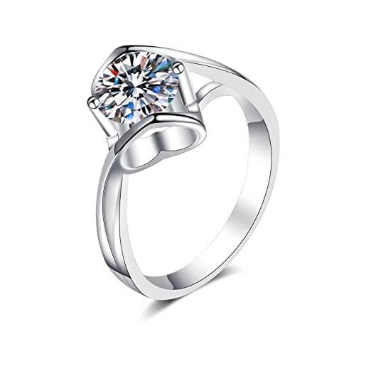 Epinki anello fascia argento 925 donna moissanite 0.5ct fedina anello gioielli misura 18