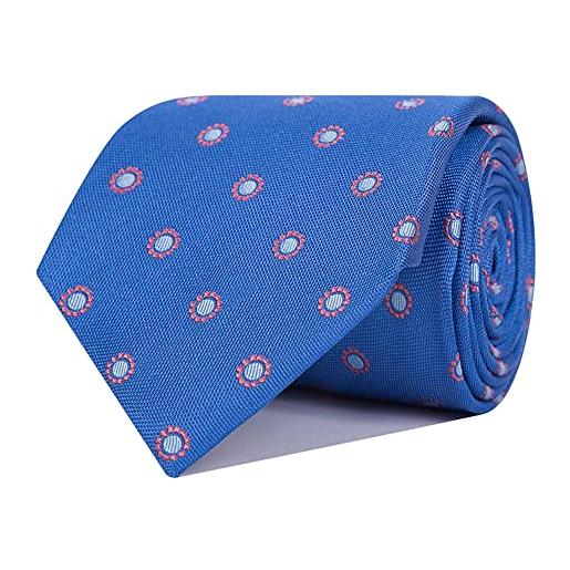 CARLO VISCONTI cravatta da uomo motivo fiori blu e rosa realizzata in tessuto jacquard 100% seta naturale fodera interna di lana e cotone astuccio di cartone nero, multicolore, taglia