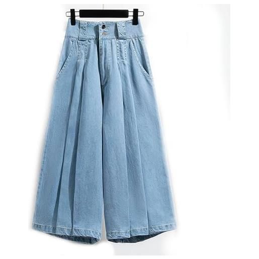 WEITING jeans pantaloni estivi piccoli da donna sottili gonne a gamba larga a sei-sette punti-azzurro-m