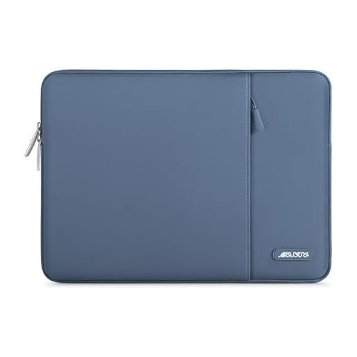 MOSISO laptop custodia borsa compatibile con mac. Book air 13 m3 a3113 m2 a2681 m1 a2337 a2179 a1932 2018-2024/pro 13 a2289 a2159 a1989 a1708, poliestere manica verticale con tasca, acciaio blu