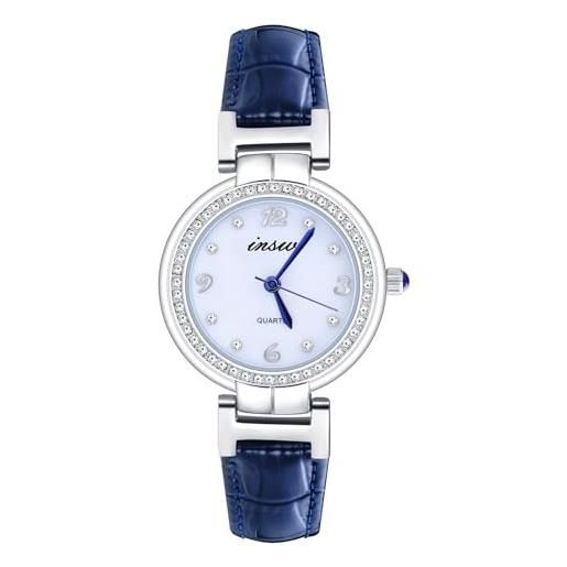 MicLee orologi da donna orologi con movimento al quarzo orologi a conchiglia con diamanti quadranti digitali lancette blu regalo da sposa