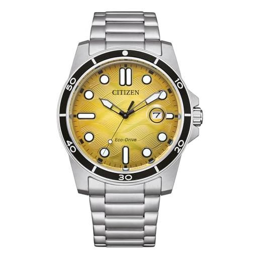 Citizen orologio da uomo marine 1810 eco-drive con quadrante giallo aw1816-89x