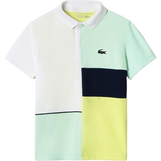Lacoste maglietta per ragazzi Lacoste recycled pique knit tennis polo shirt - white/green/flashy yellow/navy blue